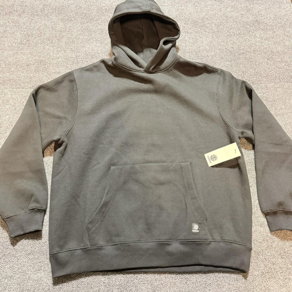 Vintage Element Hoodie Mens Large Black Solid Pullover Sweatshirt Fleece Skate